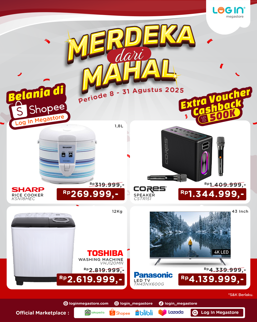 Banner Merdeka Dari Mahal - Login Megastore